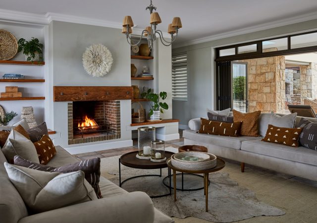 Downstairs fireplace